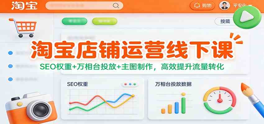淘宝店铺运营线下课：SEO权重+万相台投放+主图制作，高效提升流量转化-来友网创