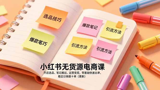 （17018期）小红书无货源电商课，开店选品、笔记搬运、运营变现，零基础快速出单，稳定日销数十单（更新）-来友网创