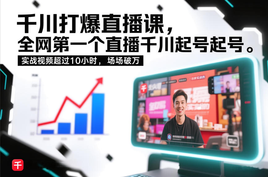 千川打爆直播课，全网第一个直播千川起号录屏实战的，实战视频超过10小时，场场破万-来友网创