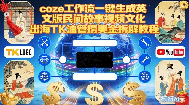 Coze扣子工作流一键生成英文版民间故事视频，文化出海TK油管捞美金拆解教程-来友网创