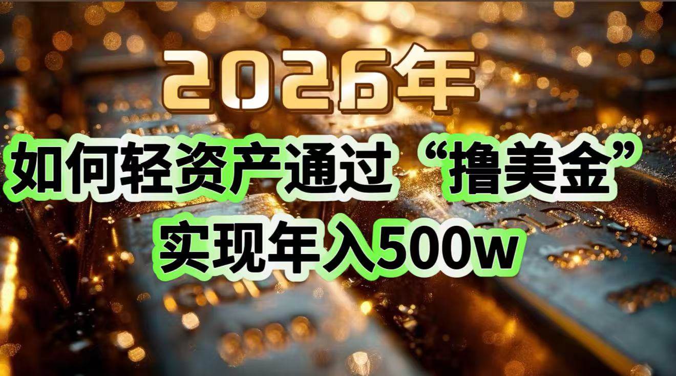 （17033期）2026年如何轻资产通过“撸美金”实现年入500w-来友网创