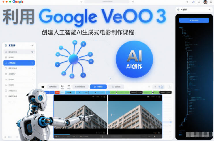 利l用Google Veo 3创建人工智能AI生成式电影制作课程，使用人工智能的力量创建令人惊叹的视频-来友网创