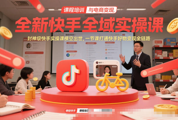 全新快手全域实操课，封神级快手实操课横空出世，一节课打通快手好物变现全链路-来友网创