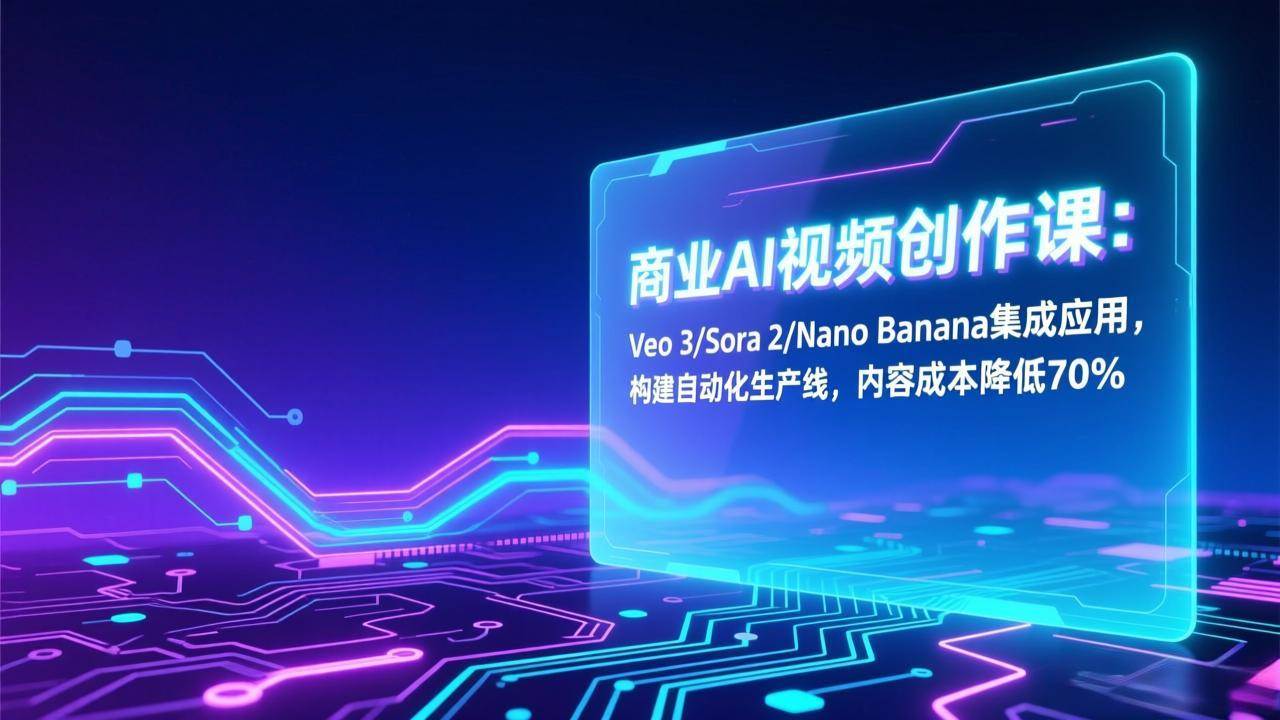 （17070期）商业AI视频创作课：Veo 3/Sora 2/Nano Banana集成应用，构建自动化生产线，内容成本降低70%-来友网创