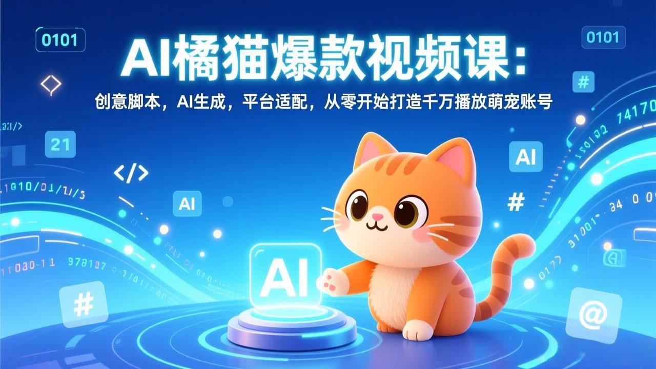 （17091期）AI橘猫爆款视频课：创意脚本，AI生成，平台适配，从零开始打造千万播放萌宠账号-来友网创