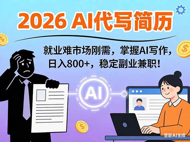 （17119期）AI代写简历，超暴利，用万能模板月入1-3万实战教程，2026年市场刚需！-来友网创