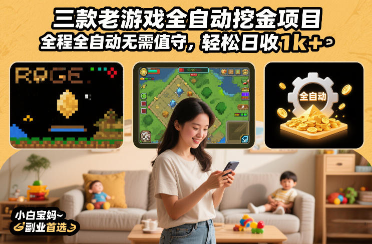 三款老游戏全自动挖金项目，全程全自动无需值守，轻松日收1k+，小白宝妈副业首选【揭秘】-来友网创