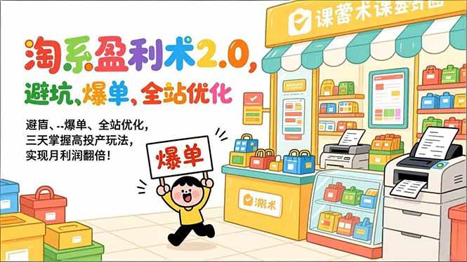 （17127期）淘系盈利术2.0，避坑、爆单、全站优化，三天掌握高投产玩法，实现月利润翻倍！-来友网创