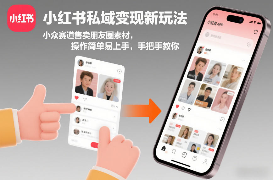 小红书私域变现新玩法，小众赛道售卖朋友圈素材，操作简单易上手，手把手教你-来友网创