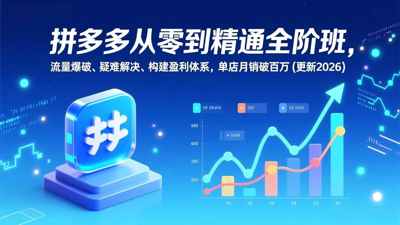 （17148期）拼多多从零到精通全阶班，流量爆破、疑难解决，构建盈利体系，单店月销破百万(更新2026)-来友网创