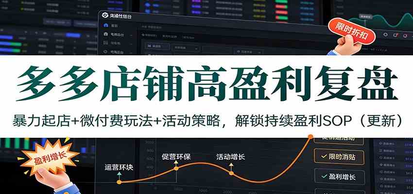 多多店铺高盈利复盘：暴力起店+微付费玩法+活动策略，解锁持续盈利SOP（更新）-来友网创