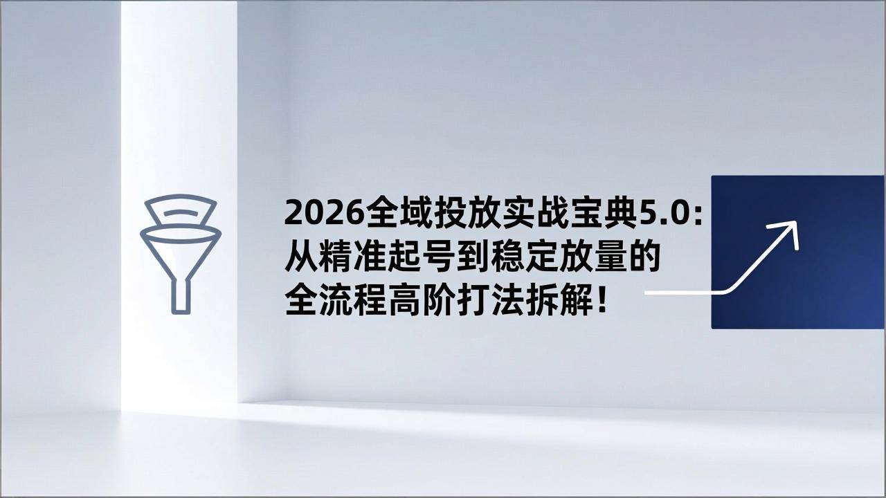 （17156期）2026全域投放实战宝典5.0：从精准起号到稳定放量的全流程高阶打法拆解！-来友网创