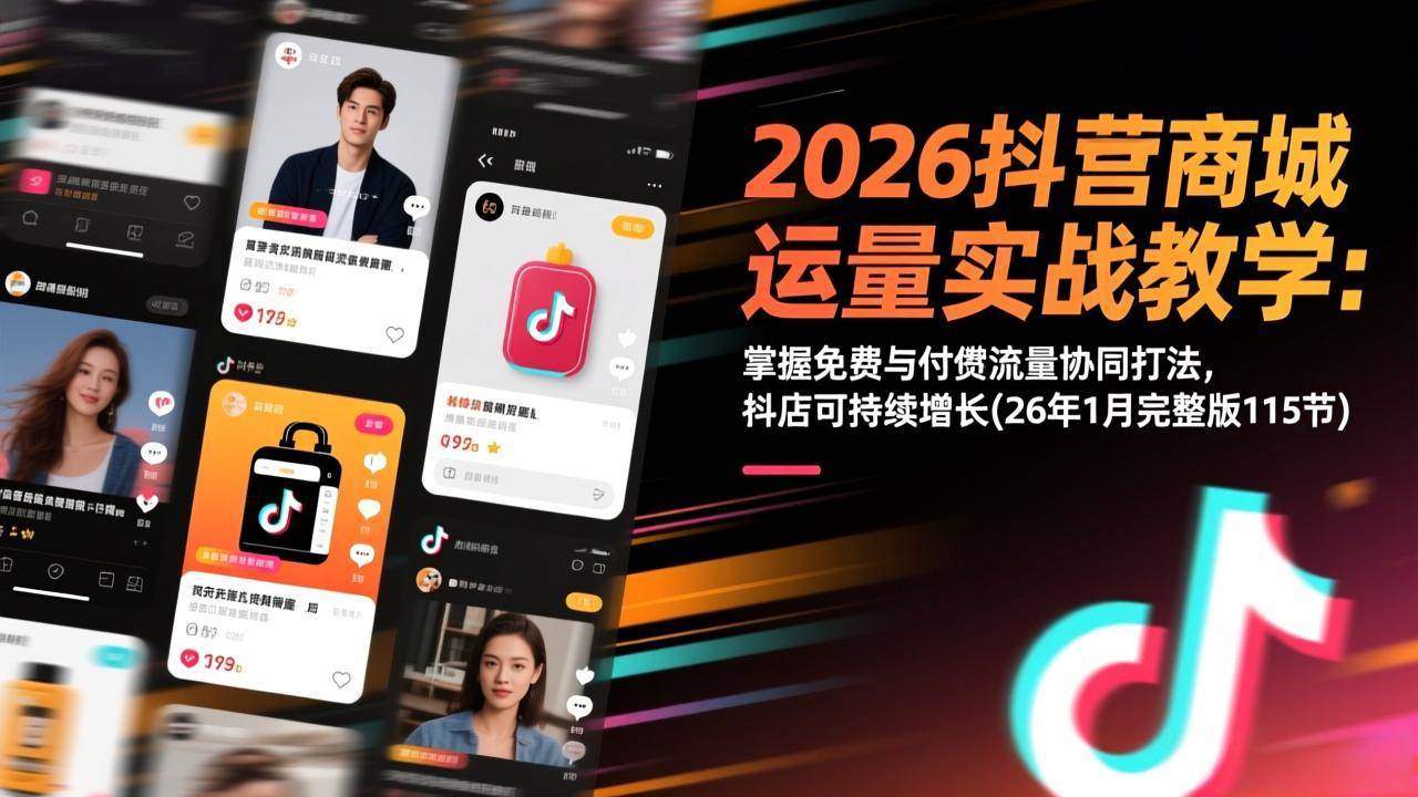 （17165期）2026抖音商城运营实战教学：掌握免费与付费流量协同打法，抖店可持续增长(26年1月完整版115节)-来友网创