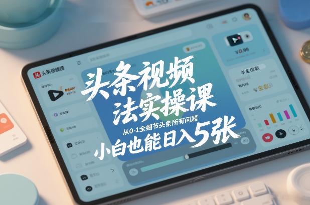 头条视频玩法实操课，从0-1全细节头条所有问题，小白也能日入5张-来友网创