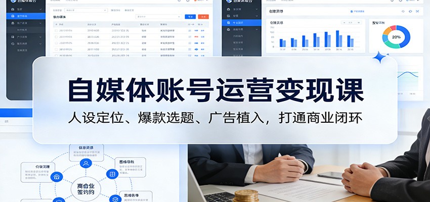 自媒体账号运营变现课：人设定位、爆款选题、广告植入，打通商业闭环-来友网创