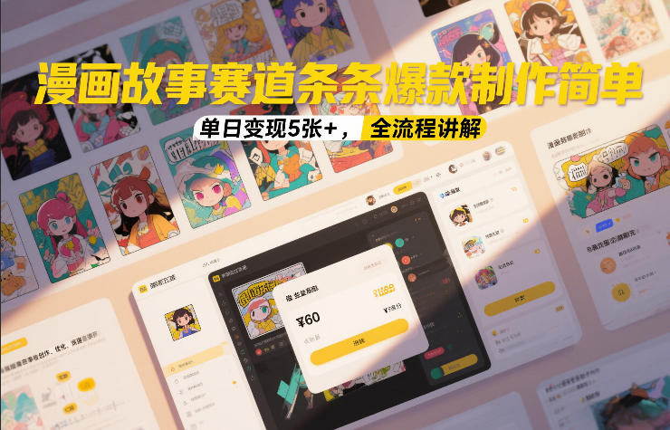 漫画故事赛道条条爆款制作简单，单日变现5张+，全流程讲解-来友网创