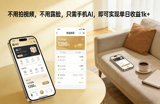 不用拍视频，不用露脸，只需手机AI，即可实现单日收益1k+【揭秘】-来友网创