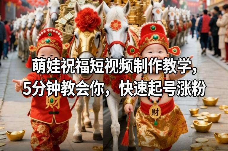 萌娃祝福短视频制作教学，5分钟教会你，快速起号涨粉-来友网创