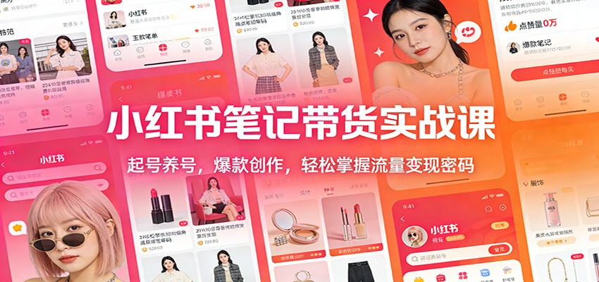小红书笔记带货实战课：起号养号，爆款创作，轻松掌握流量变现密码-来友网创