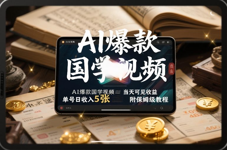 AI爆款国学视频，独家起号方法，小白直接上手，当天可见收益，单号日收入5张+附保姆级教程-来友网创