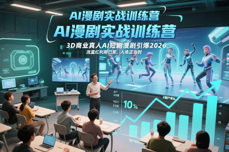 AI漫剧实战训练营，3D商业真人AI短剧漫剧引爆2026，流量红利期已至，入场正当时-来友网创