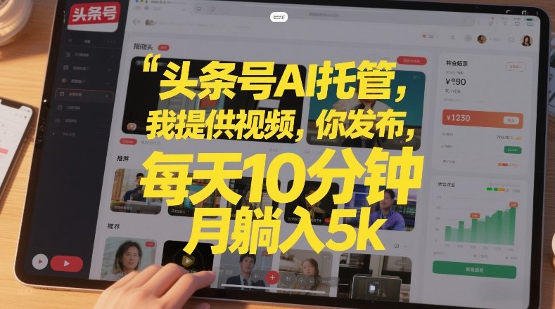 头条号AI托管，我提供视频，你发布，每天10分钟，月躺入5k+【揭秘】-来友网创