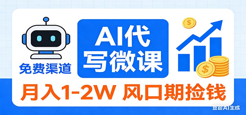 2026告别打工！AI 代写微课，提供免费渠道，月入 1-2W 风口期捡钱-来友网创