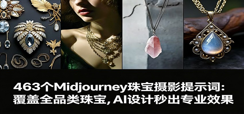 463个Midjourney珠宝摄影提示词：覆盖全品类珠宝，AI设计秒出专业效果-来友网创