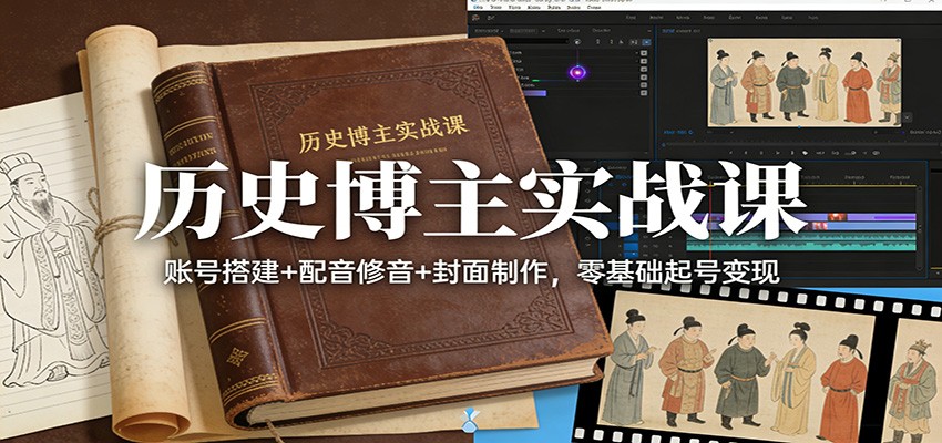 历史博主实战课：账号搭建+配音修音+封面制作，零基础起号变现-来友网创
