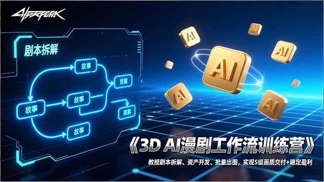 （17276期）3D AI漫剧工作流训练营：教授剧本拆解、资产开发、批量出图，实现S级画质交付+稳定盈利-来友网创