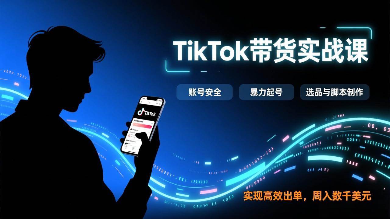 （17278期）TikTok带货实战课，涵盖账号安全、暴力起号、选品与脚本制作，实现高效出单，周入数千美元-来友网创