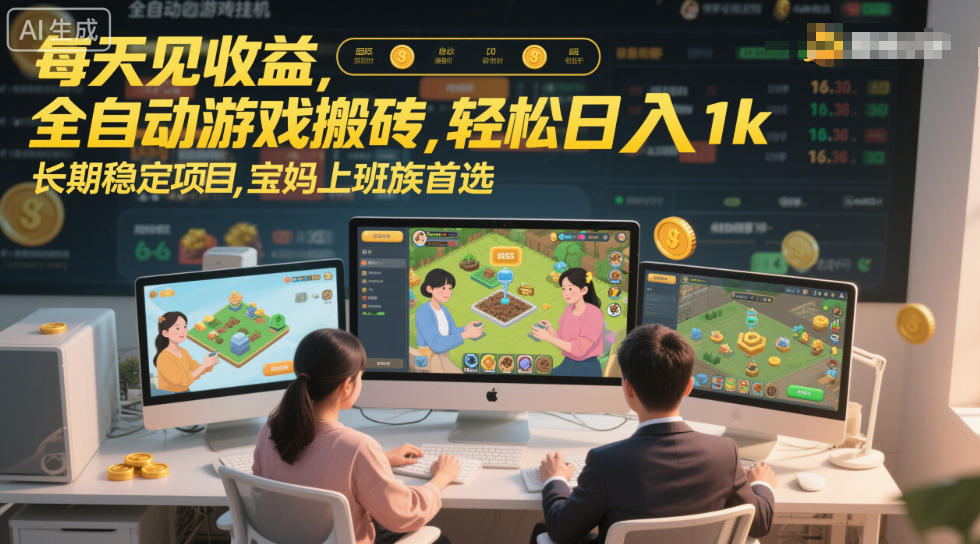 每天见收益，全自动游戏搬砖，轻松日入1k，长期稳定项目，宝妈上班族首选【揭秘】-来友网创