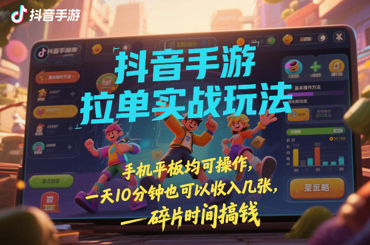 抖音手游拉单实战玩法，手机平板均可操作，一天10分钟也可以收入几张，碎片时间搞钱【揭秘】-来友网创