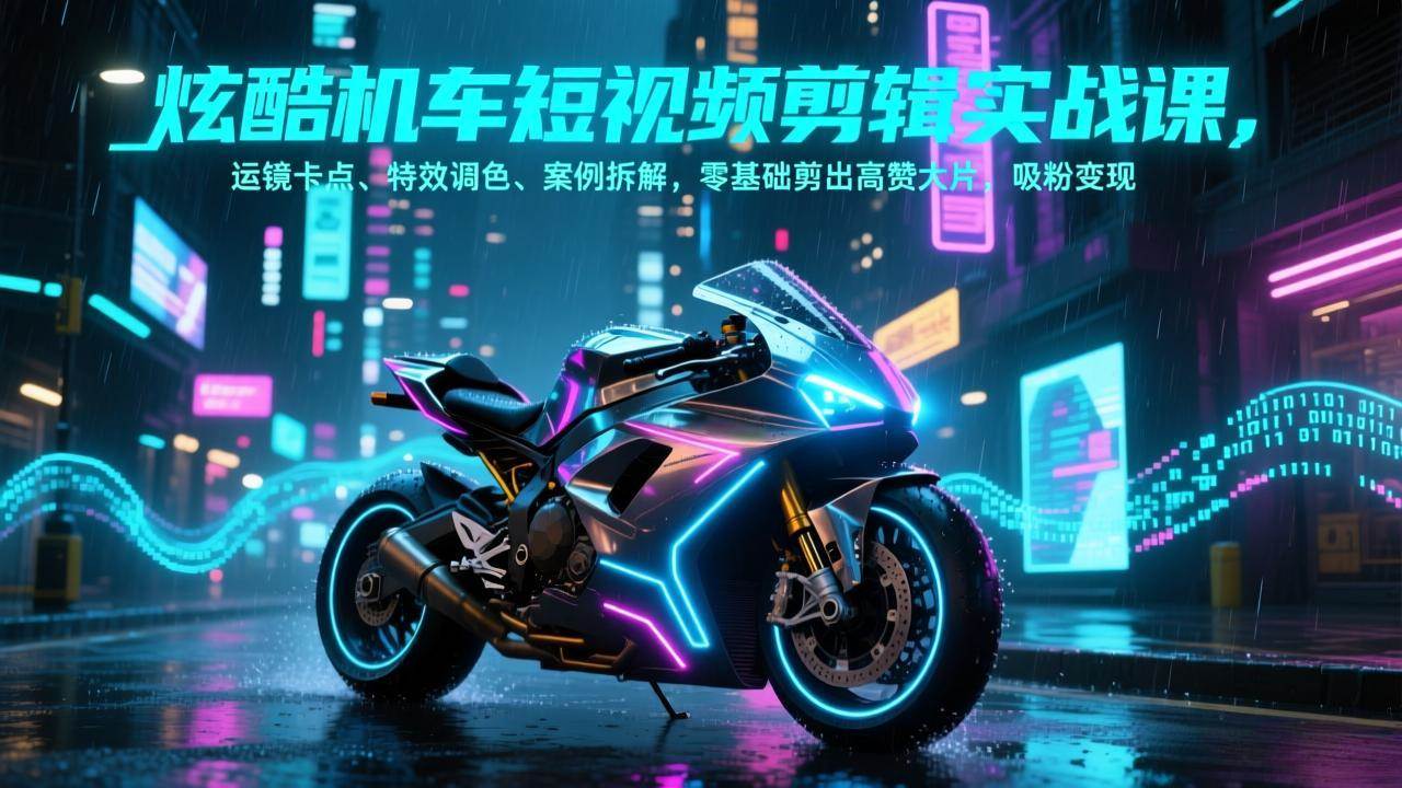 （17304期）炫酷机车短视频剪辑实战课，运镜卡点、特效调色、案例拆解，零基础剪出高赞大片，吸粉变现-来友网创