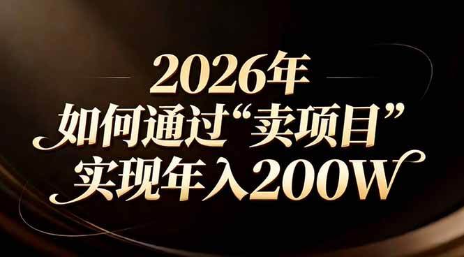（17309期）站在2026年的十字路口：一个普通人如何通过卖项目实现年入200万-来友网创