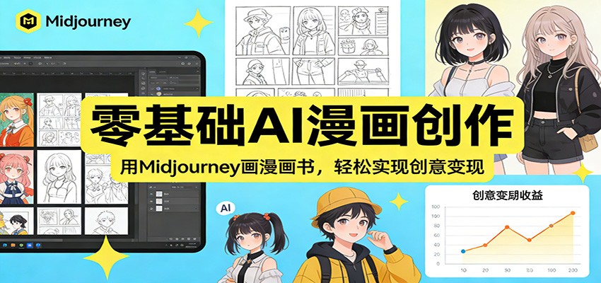 零基础AI漫画创作：用Midjourney画漫画书，轻松实现创意变现-来友网创