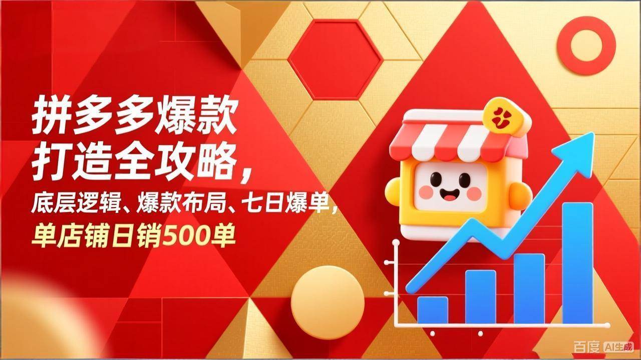 （17346期）拼多多爆款打造全攻略，底层逻辑、爆款布局、七日爆单，单店铺日销500单-来友网创