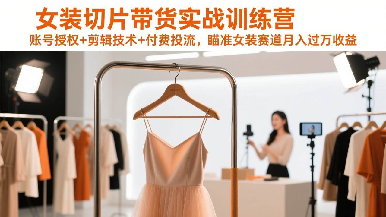 （17357期）女装切片带货实战训练营，账号授权+剪辑技术+付费投流，瞄准女装赛道月入过万收益-来友网创