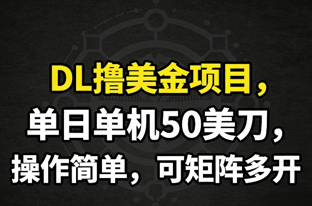 DL撸美金项目，单日单机50美刀，操作简单，可矩阵多开-来友网创