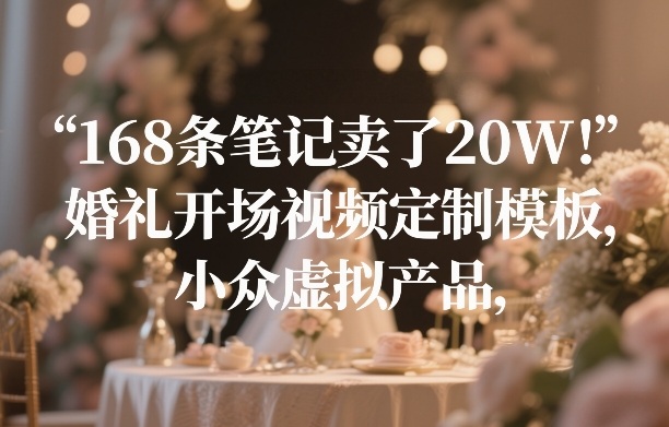 168条笔记卖了20W！婚礼开场视频定制模板，小众虚拟产品-来友网创