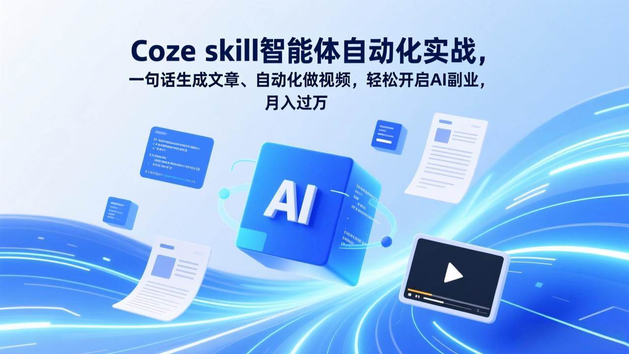 （17399期）Coze skill智能体自动化实战，一句话生成文章、自动化做视频，轻松开启AI副业，月入过万-来友网创