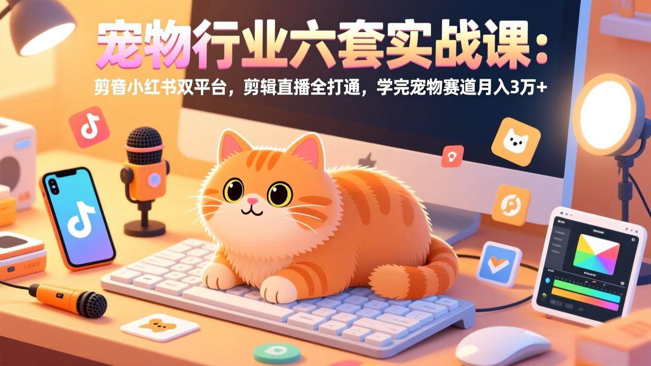 （17411期）宠物行业六套实战课：抖音小红书双平台，剪辑直播全打通，学完宠物赛道月入3万+-来友网创