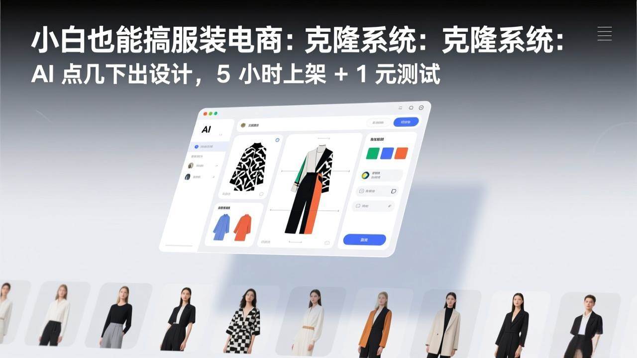 （17411期）小白也能搞服装电商：克隆系统：AI 点几下出设计，5 小时上架 + 1 元测试-来友网创