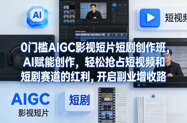 0门槛AIGC影视短片短剧创作班，AI赋能创作，轻松抢占短视频和短剧赛道的红利，开启副业增收路-来友网创