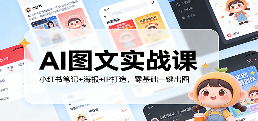 AI图文实战课：小红书笔记+海报+IP打造，零基础一键出图-来友网创