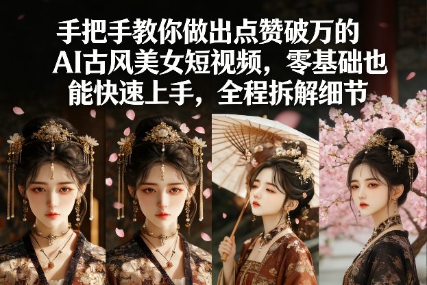 手把手教你做出点赞破万的AI古风美女短视频，零基础也能快速上手，全程拆解细节-来友网创