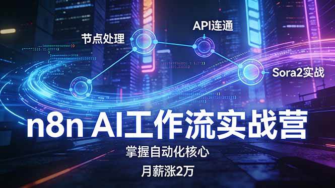 （17458期）n8n AI工作流实战营，节点处理+API连通+Sora2实战，掌握自动化核心月薪涨2万-来友网创