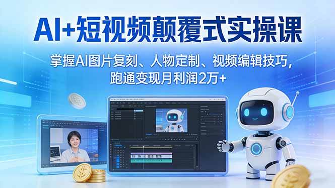 （17454期）AI+短视频颠覆式实操课：掌握AI图片复刻、人物定制、视频编辑技巧，跑通变现月利润2万+-来友网创