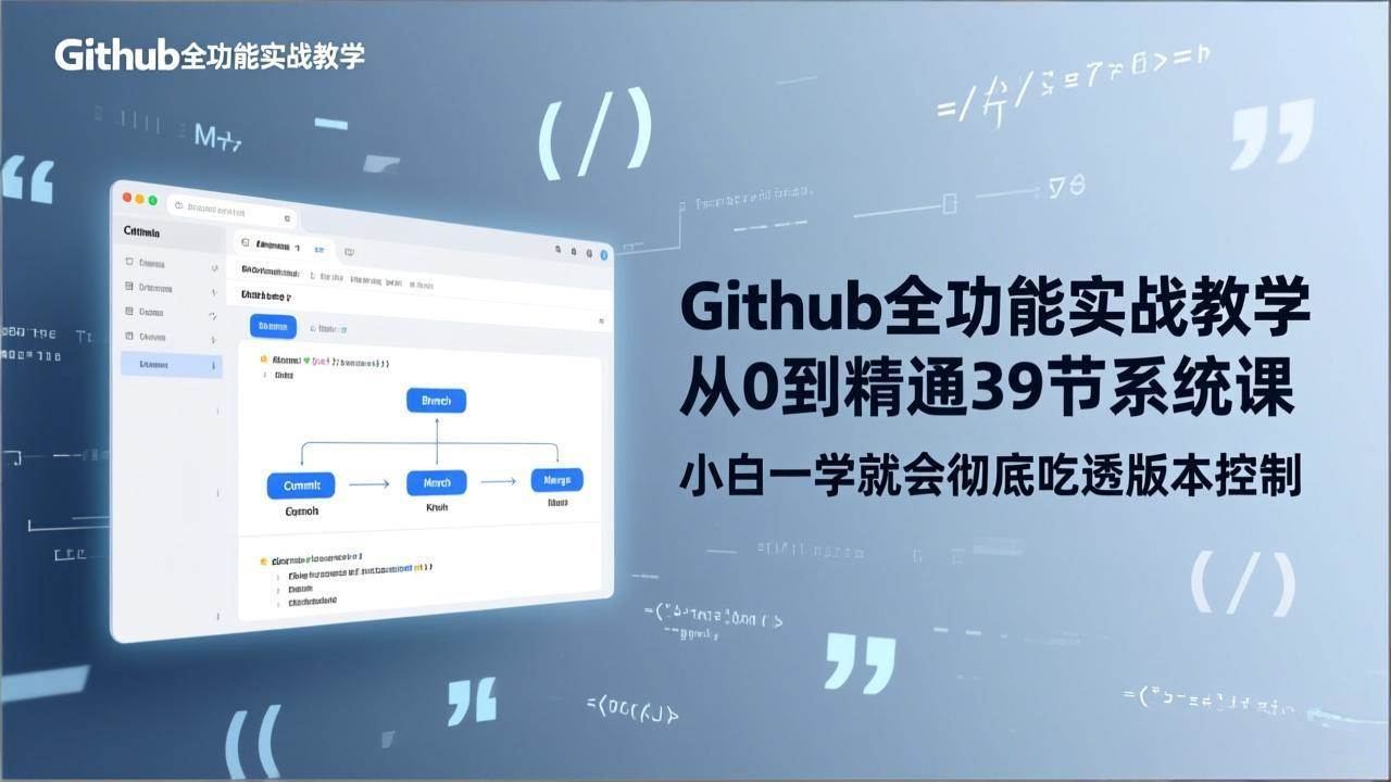 （17501期）GitHub-全功能实战教学，从0到精通39节系统课，小白一学就会彻底吃透版本控制-来友网创