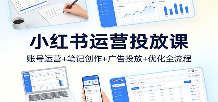 小红书运营投放课：账号运营+笔记创作+广告投放+优化全流程-来友网创